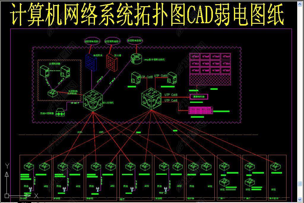 專業可商用計算機網絡系統拓撲圖CAD弱電圖紙轉讓